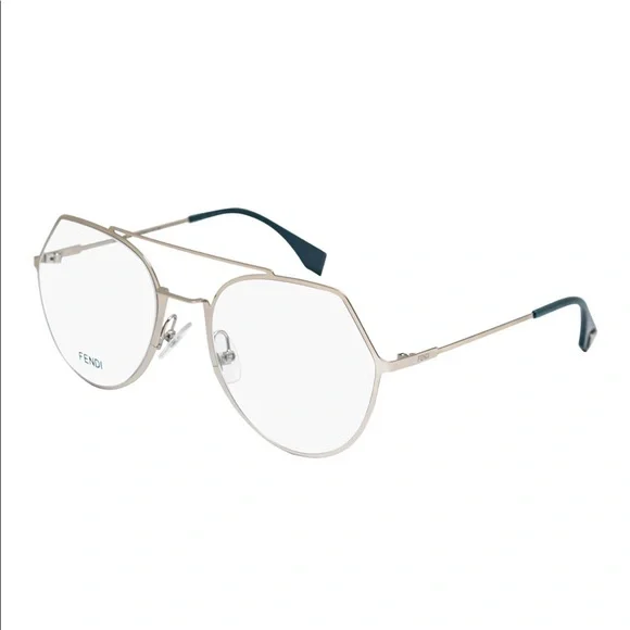 Fendi Silver Metal Oval Frame Reading Glasses FENDI EYEWEAR Oval-frame crystal-embellished silver-tone  main image 3